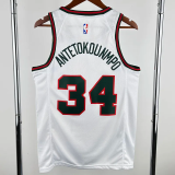 2017-18 BUCKS ANTETOKOUNMPO #34 White Retro Top Quality Hot Pressing NBA Jersey