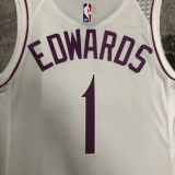 2018-19 Timberwolves EDWARDS #1 White Retro Top Quality Hot Pressing NBA Jersey