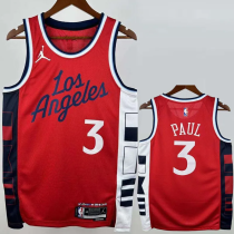 24-25 Clippers PAUL #3 Red Top Quality Hot Pressing NBA Jersey (Trapeze Edition) 飞人版
