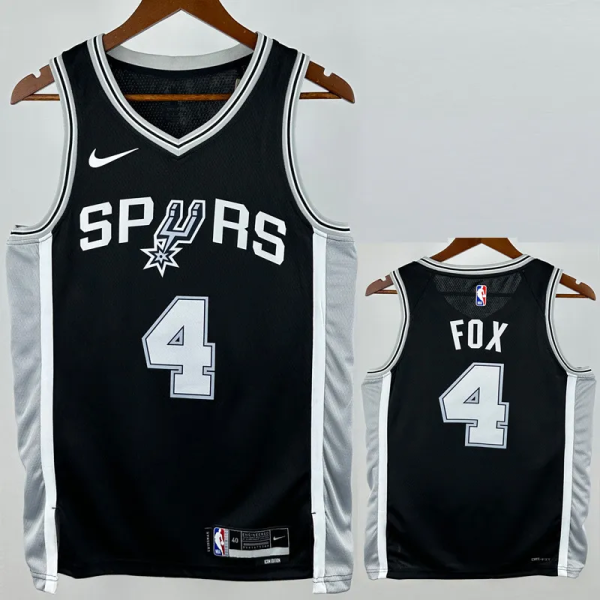22-23 SA Spurs FOX #4 Black Top Quality Hot Pressing NBA Jersey