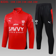 25-26 Al-Hilal High Quality Kids Half Pull Tracksuit