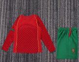 2004 Portugal Home Long sleeves Retro Kids Soccer Jersey
