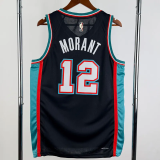 25-26 Grizzlies MORANT #12 Black Retro Top Quality Hot Pressing NBA Jersey
