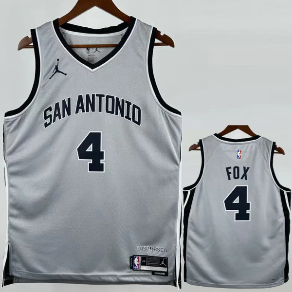 25-26 SA Spurs FOX #4 Grey Top Quality Hot Pressing NBA Jersey