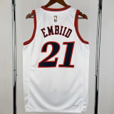 25-26 76ERS EMBIID #21 White Top Quality Hot Pressing NBA Jersey (V领)