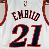 25-26 76ERS EMBIID #21 White Top Quality Hot Pressing NBA Jersey (V领)