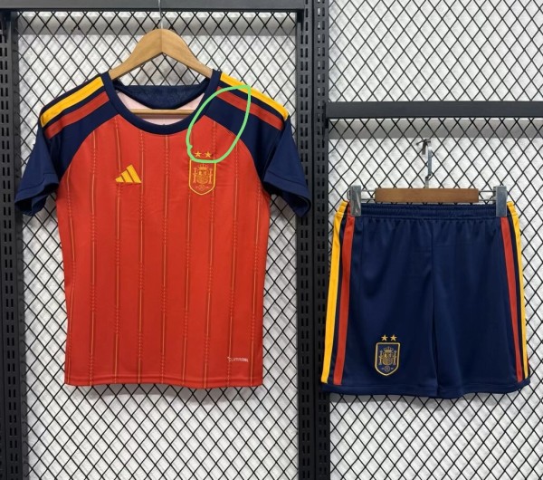 2026 World Cup Spain Home Kids Soccer Jersey (With 2 Star)*两颗星