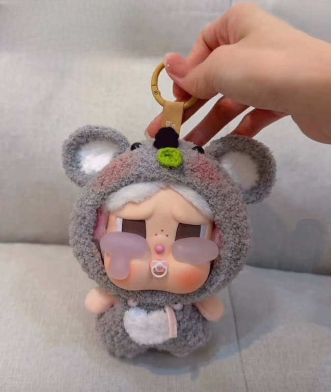 Crybaby Gray Koala Outfit - Plush Hood with Ears