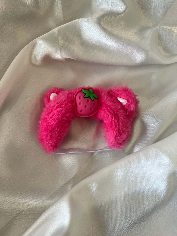 Labubu Berry Bear Outfit Set - Pink Fluffy Onesie & Strawberry Hood
