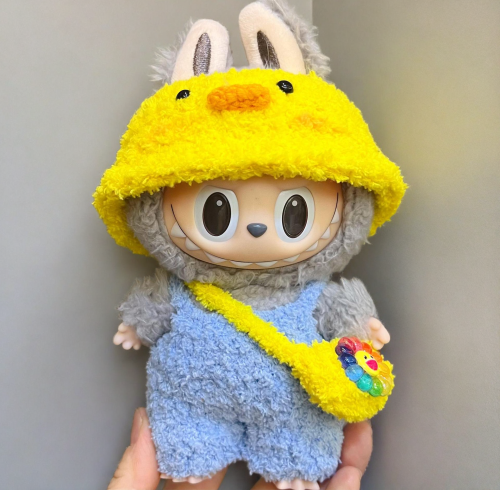 Labubu Sunny Day Outfit Set - Yellow Hat & Blue Dress