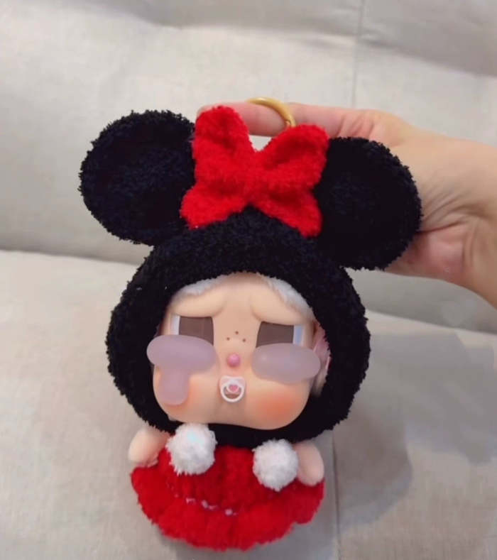 Crybaby Girl Mouse Character Outfit - Black Hood with Red Bow