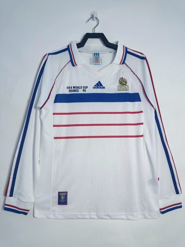 1998 France Away Retro Long Sleeves Soccer Jersey