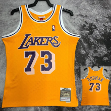 1999 LAKERS RODMAN #73 Yellow Retro Top Quality Hot Pressing NBA Jersey