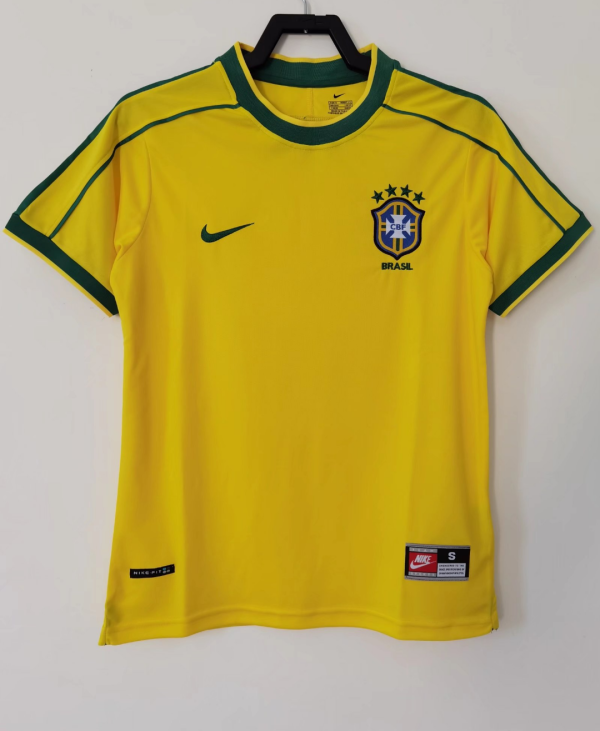 1998 Brazil Home Retro Soccer Jersey*耐克标无蓝边