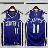 24-25 KINGS SABONIS #11 Purple Retro Top Quality Hot Pressing NBA Jersey(V领）