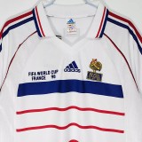 1998 France Away White Retro Soccer Jersey