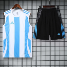 2025 AD White Blue Tank Top And Shorts Suit