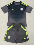 25-26 Aston Villa Black Goalkeeper Kids Soccer Jersey 1:1 Thai Quality