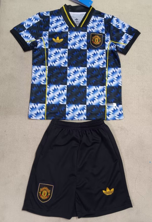 25-26 Man Utd Blue Special Edition Kids Soccer Jersey