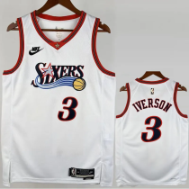 25-26 76ERS IVERSON #3 White Top Quality Hot Pressing NBA Jersey (V领)