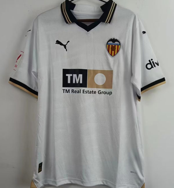 2023/24 Valencia Home White Fans Soccer Jersey