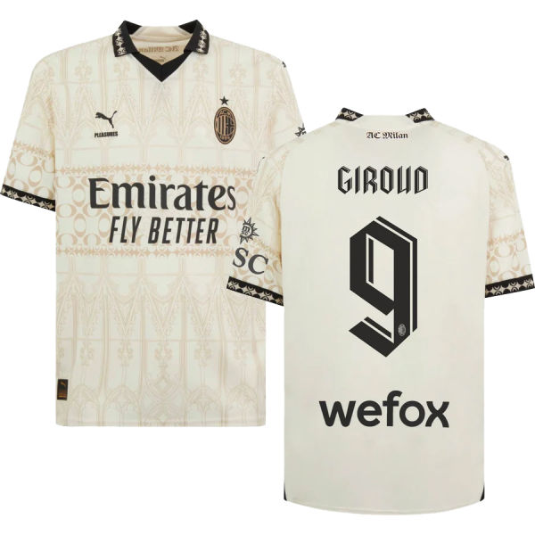 GIROUD #9 AC Milan x PUMA x Pleasures 4Th Fans Jersey 2023/24 欧冠体 ★★