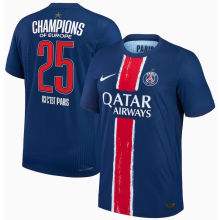 CHAMPIONS OF EUROPE 25 ICIC'EST PARIS PSG 1:1 Quality Home Blue Fans Soccer Jersey 2024/25 带星★★