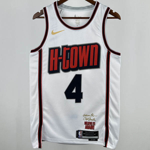 2025 Rockets GREEN #4 White City Edition NBA Jersey