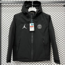 2025 PSG Jordan Cotton Thickened Warm Black Outdoor Jacket #A805加棉冲锋衣