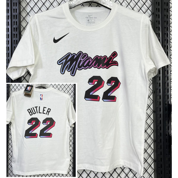 2025 Miami HEAT BUTLER #22 White High Quality Casual T-Shirt  T149