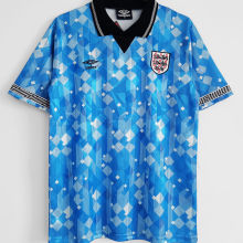 1990 England Away Blue Retro Soccer Jersey