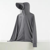 dark grey-Couple's sun protection clothing for men and women, UV resistant summer ice silk fishing sun protection clothing jacket