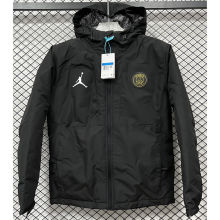 2025 PSG Jordan Cotton Thickened warm Black Outdoor Jacket #P2加棉冲锋衣