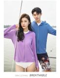 Light Purple-Couple's sun protection clothing for men and women, UV resistant summer ice silk fishing sun protection clothing jacket
