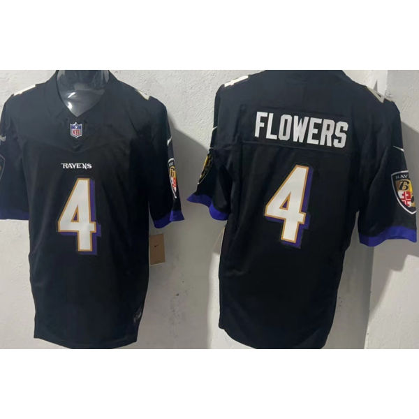 FLOWERS #4 Men's Baltimore Ravens NFL Jersey 乌鸦  (3代）