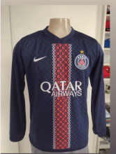 2025/26  PSG Home Blue Champion Style Player Version   Long Soccer Jersey 前后带星