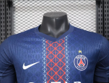 2025/26  PSG Home Blue Champion Style Player Version   Long Soccer Jersey 前后带星