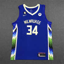 22/23 Bucks Antetokounmpo #34 Blue City Edition 1:1 Quality NBA Jersey