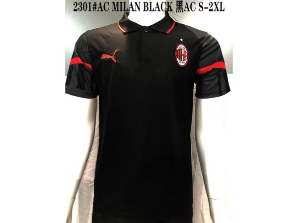 01# AC MILAN Black 1:1 Quality Polo Shirt 2023