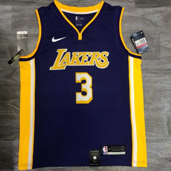 NBA Lakers Vintage purple V-neck 3 Davis with chip 1:1 Quality