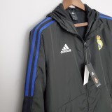 2022 Real Madrid Black Windbreaker(蓝色三边）
