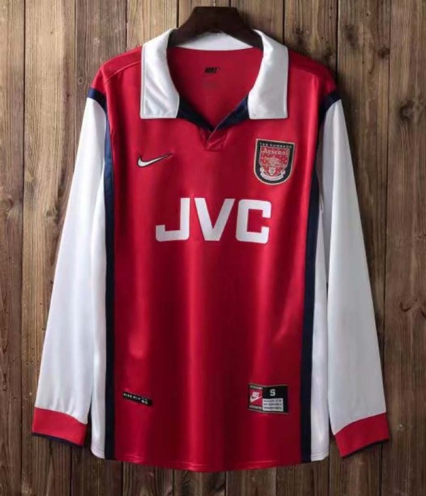 Arsenal Home Long sleeve 1:1 Retro Soccer Jersey 1998/1999