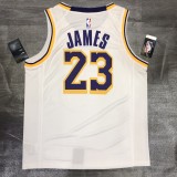 NBA Laker crew neck retro white No. 23 LeBron James with chip 1:1 Quality