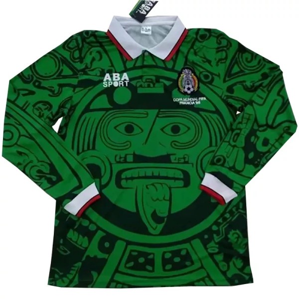 1998 Mexico Home Long Sleeve 1:1 Retro Soccer Jersey
