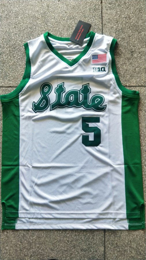 NBA Michigan Spartans #5 white university shirt 1:1 Quality