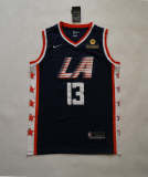 NBA New season clippers (new fabric print) 13 George City Edition dark blue, black, white, retro white 1:1 Quality