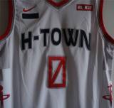 NBA New season rockets (new fabric printing) No.0 Westbrook White City Edition 1:1 Quality