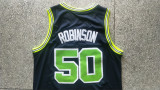NBA Spurs #50 Admiral David Robinson high school Vintage Mesh Jersey dark blue 1:1 Quality
