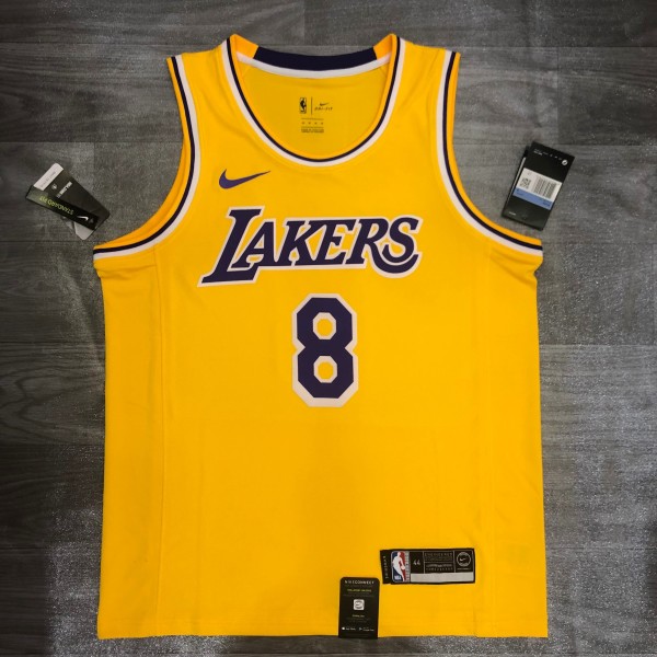NBA Laker crew retro Yellow No. 8 Kobe with chip 1:1 Quality