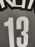 NBA Nets grey Harden No.13 1:1 Quality